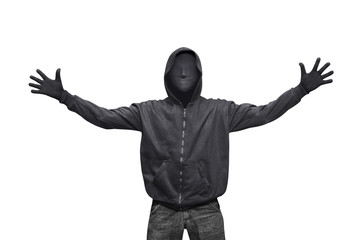 Portrait of hacker man with mask