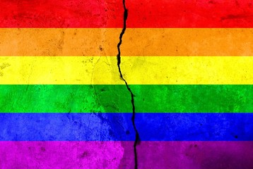 A crack in the monolith. Rainbow flag (LGBT movement)