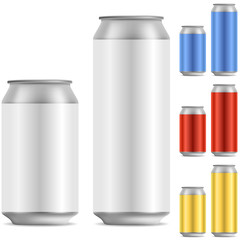 Blank beer of soft drink aluminum can vector template with color