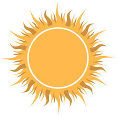 Abstract yellow sun shaped label vector illustration.