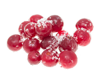 fresh cranberries on a white background