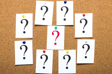 Closeup shot of a lot of paper with Question mark