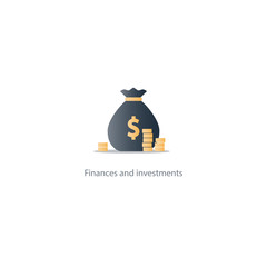 Award money, prize for win, rich and wealthy, finance budget fund vector icon