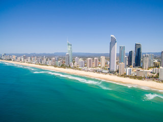 An aerial view of Surfers Paradise in Queensland's Gold Coast in Australia