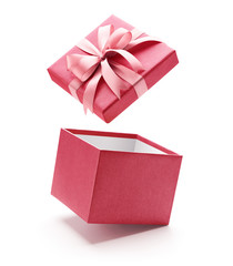 Pink open gift box isolated on white background - Clipping path included