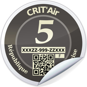 Sticker CRIT'air gris 5 (reflet métal)
