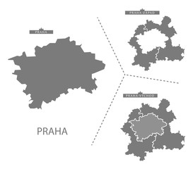 Praha Czech Republic Map grey