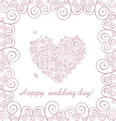 Beautiful greeting card with lacy heart shape