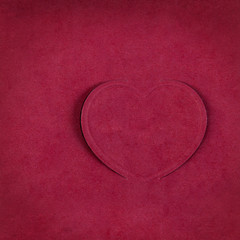 Invitation card, Card red heart cut with shadows on a red background.