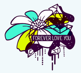 Vector illustration of colorful blue and yellow abstract composi