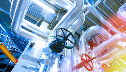 Industrial zone, Steel pipelines, valves and cables