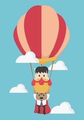 Concept help fellow businessmen to success. Balloon,super busine
