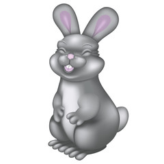 Obraz premium Funny gray rabbit on a white background.