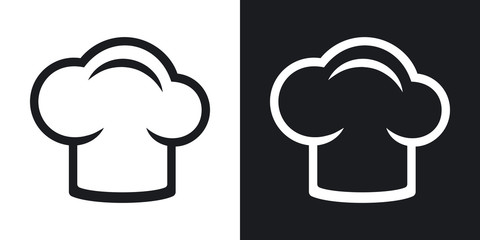 Vector chef cap icon. Two-tone version on black and white background