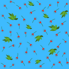 Red flower and green leaves seamless pattern for your wallpaper