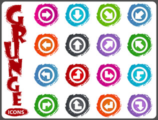 Arrows icons set in grunge style