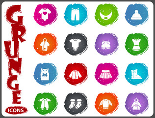 Baby clothes icons set