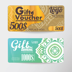 gift voucher two cards pattern Thai business card