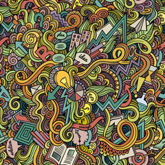 Cartoon cute doodles hand drawn Idea seamless pattern