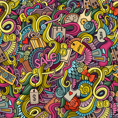 Cartoon cute doodles hand drawn Sale seamless pattern