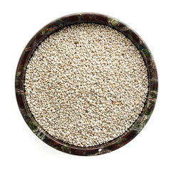 Chia Seeds in Bowl Top View Isolated