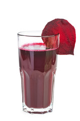 A glass of fresh red beet juice