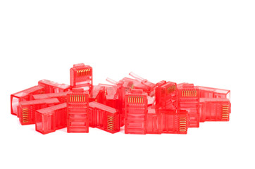 Fototapeta premium Pile of red RJ45 connectors