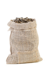 Jute sack with sunflower seeds