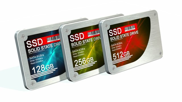 set of SSD drives - State solid drives isolated on white background
