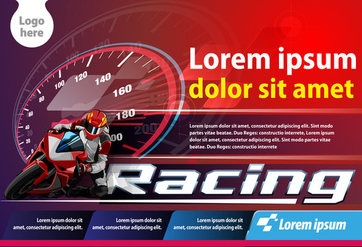 Vector template, poster or print ads motorcycle racing championship event.