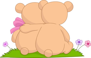 Cartoon couple of hugging bears