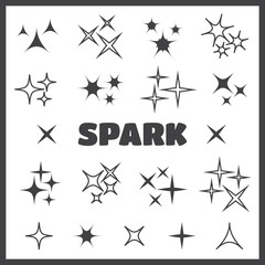 Black sparkles, glowing light effect stars and bursts