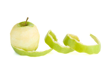 Peeled green apple