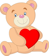 Obraz na płótnie Canvas Cartoon bear holding heart