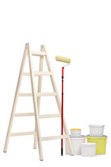 Ladder, paint roller and color buckets © Ljupco Smokovski