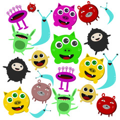 Obraz premium set of cute colorful cartoon monsters