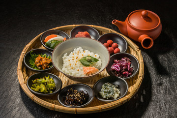 お茶漬けセット　 boiled rice with tea japanese food