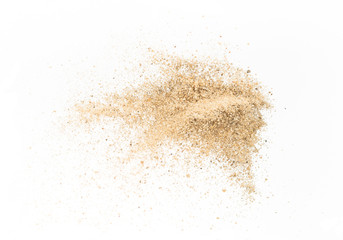 Sand  explode on white background ,throwing freeze stop motion