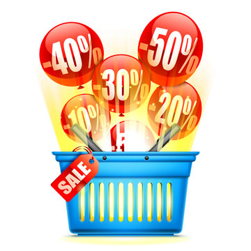 Shopping Basket With Sale Anouncement