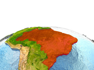 Brazil on Earth in red