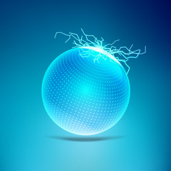 Fototapeta na wymiar abstract shiny blue ball isolated. glossy lightning ball