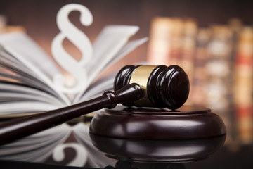 Law books, Paragraph justice concept, Court gavel