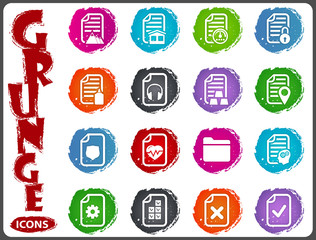 Documents icons set in grunge style
