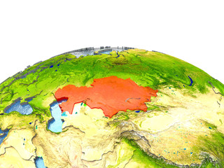 Kazakhstan on Earth in red