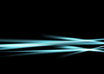 Light blue abstract luminous stripes on black background