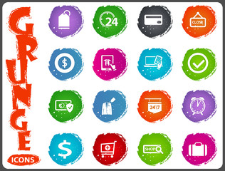 E-commerce icons set in grunge style