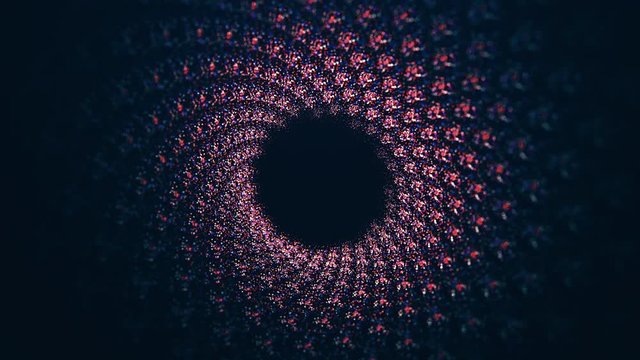 Abstract background with animation of futuristic tunnel with huge particles