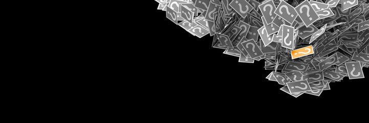 Infinite question marks cards, 3d rendering