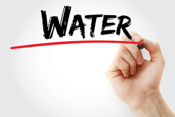 Hand writing Water with marker, concept background