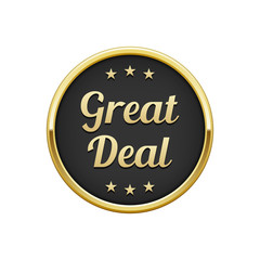 Gold black great deal round badge, banner 